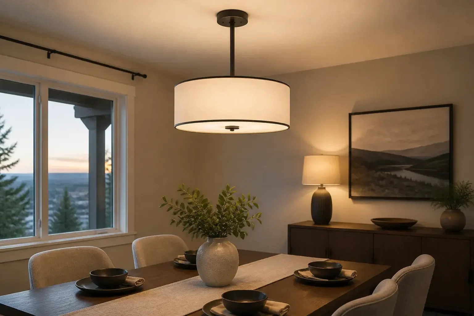 Modern ceiling light finished in a dining area